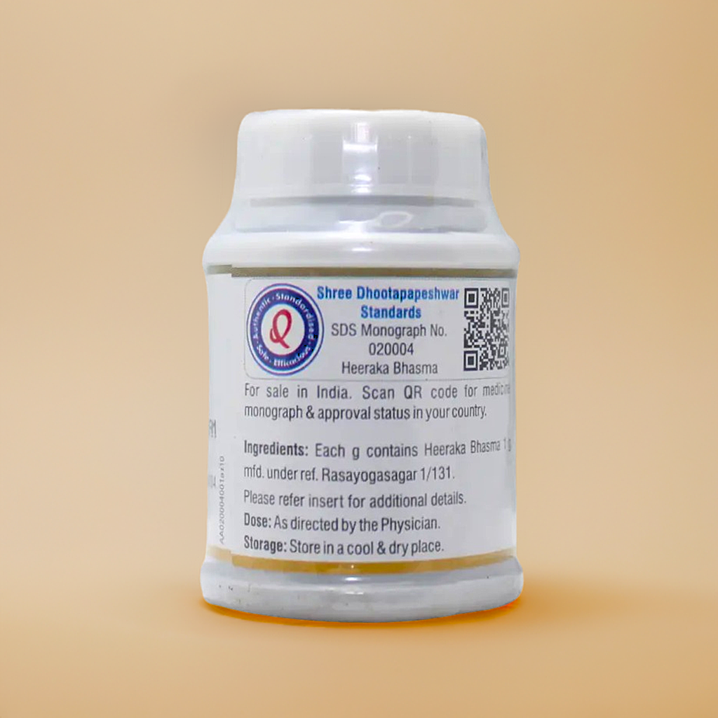 Dhootapapeshwar Heeraka Bhasma 100MG – Traditional Ayurvedic Mineral Preparation