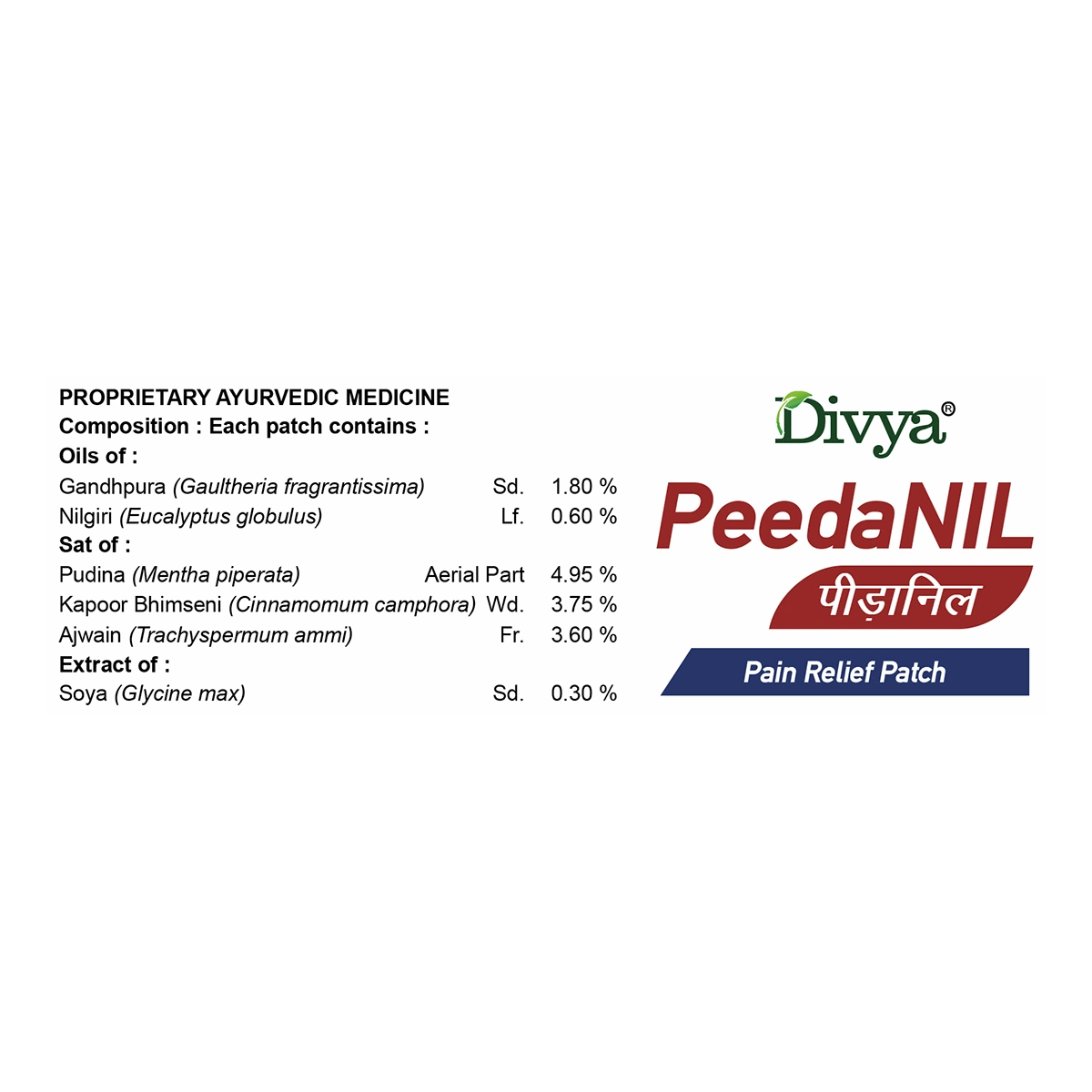 Divya Peedanil Pain Relief Patch 21g