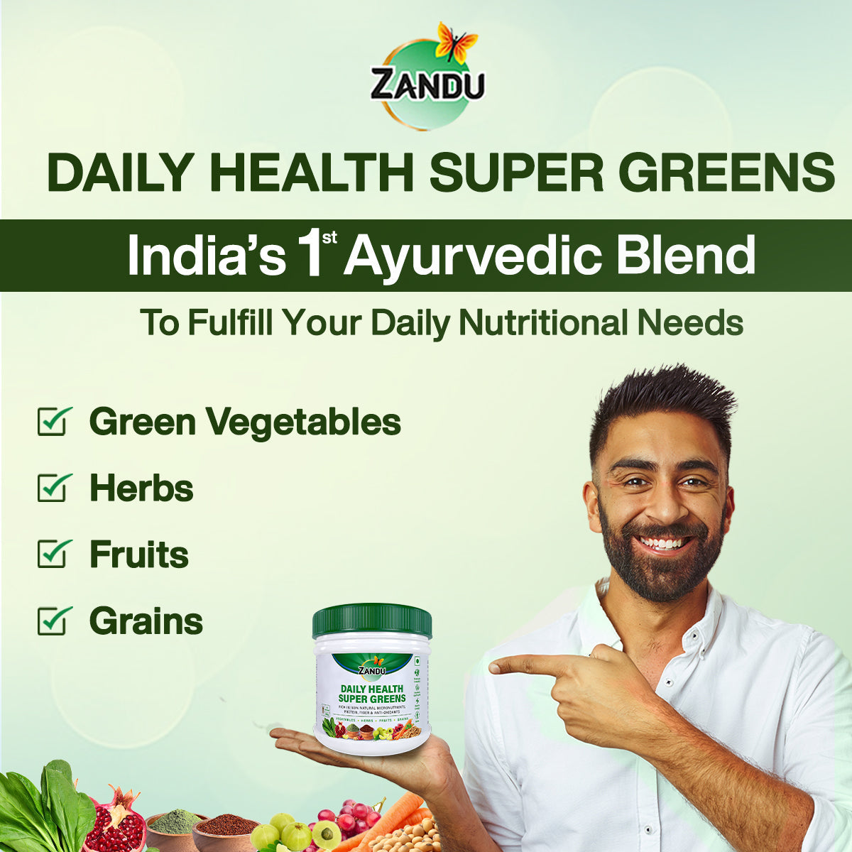Zandu Daily Supergreens Powder Drink 250g