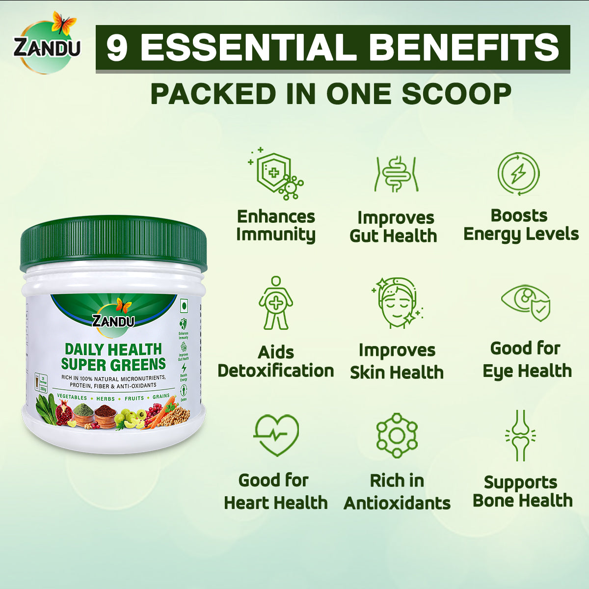 Zandu Daily Supergreens Powder Drink 250g