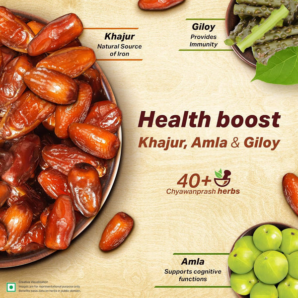 Dabur Khajurprash | 3X Immunity Action | Supports Healthy Haemoglobin Levels | Natural Source of Iron | Goodness of Khajur & Giloy
                    
                      - 900g