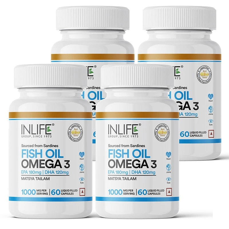 Inlife Fish Oil Omega 3 Fatty Acids Supplement | 500mg Capsules - 10