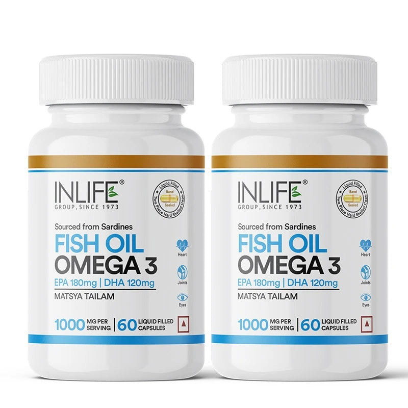 Inlife Fish Oil Omega 3 Fatty Acids Supplement | 1000mg 60 Capsules