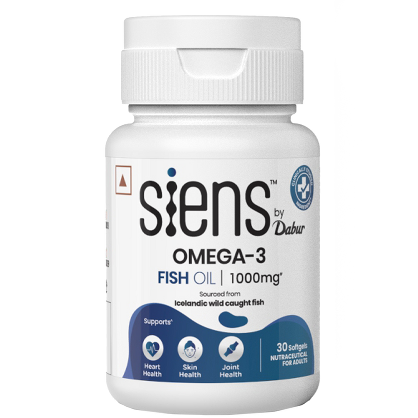 Siens By Dabur Omega-3 Fish Oil Capsules | Supports Heart, Skin & Joint Health| EPA & DHA 30 Sofgels