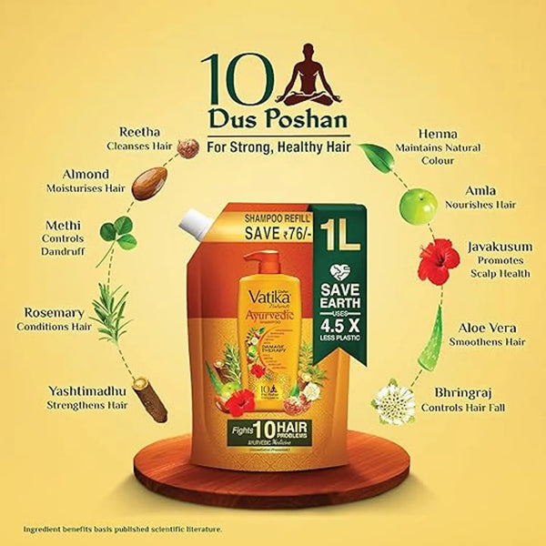 Dabur Vatika Naturals Ayurvedic Shampoo Pouch
                    
                      - 1L