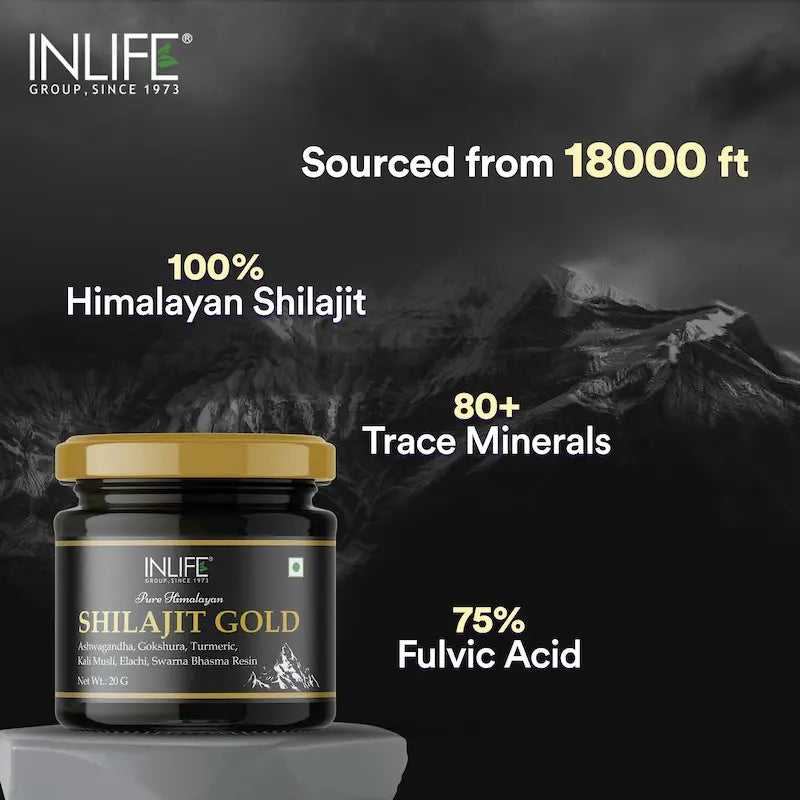 Inlife Shilajit Gold Resin with Ashwagandha, Tribulus, Turmeric, Kali Musli | 20g - 5