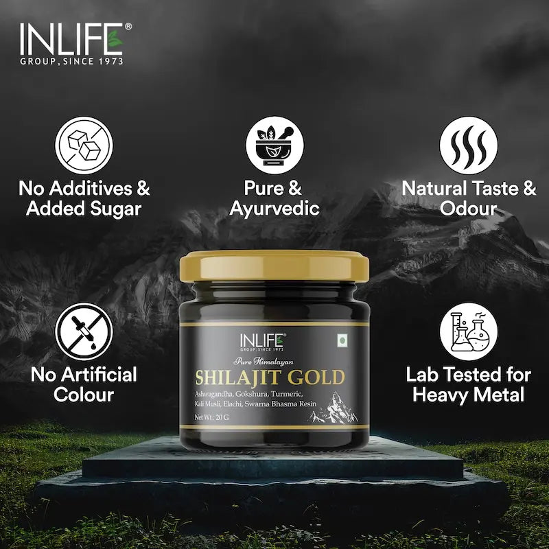 Inlife Shilajit Gold Resin with Ashwagandha, Tribulus, Turmeric, Kali Musli | 20g - 9