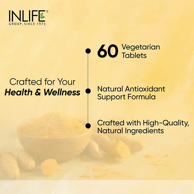 Inlife Turmeric Curcumin Supplement with Ginger & Black Pepper | 1605 mg per Serving | Natural Antioxidant Formula | Vegetarian Tablets - 5