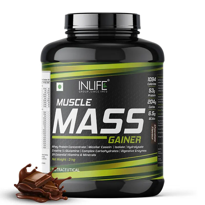 Inlife Muscle Mass Gainer Protein Powder Supplement 3Kg