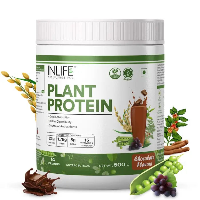 Inlife Plant Based Protein Powder Supplement | 25gms Protein (500g)