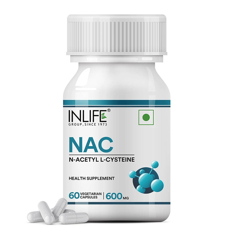 Inlife N-Acetyl Cysteine (NAC) Supplement 600mg | Supports Liver & Respiratory Health |60 Veg. Capsules