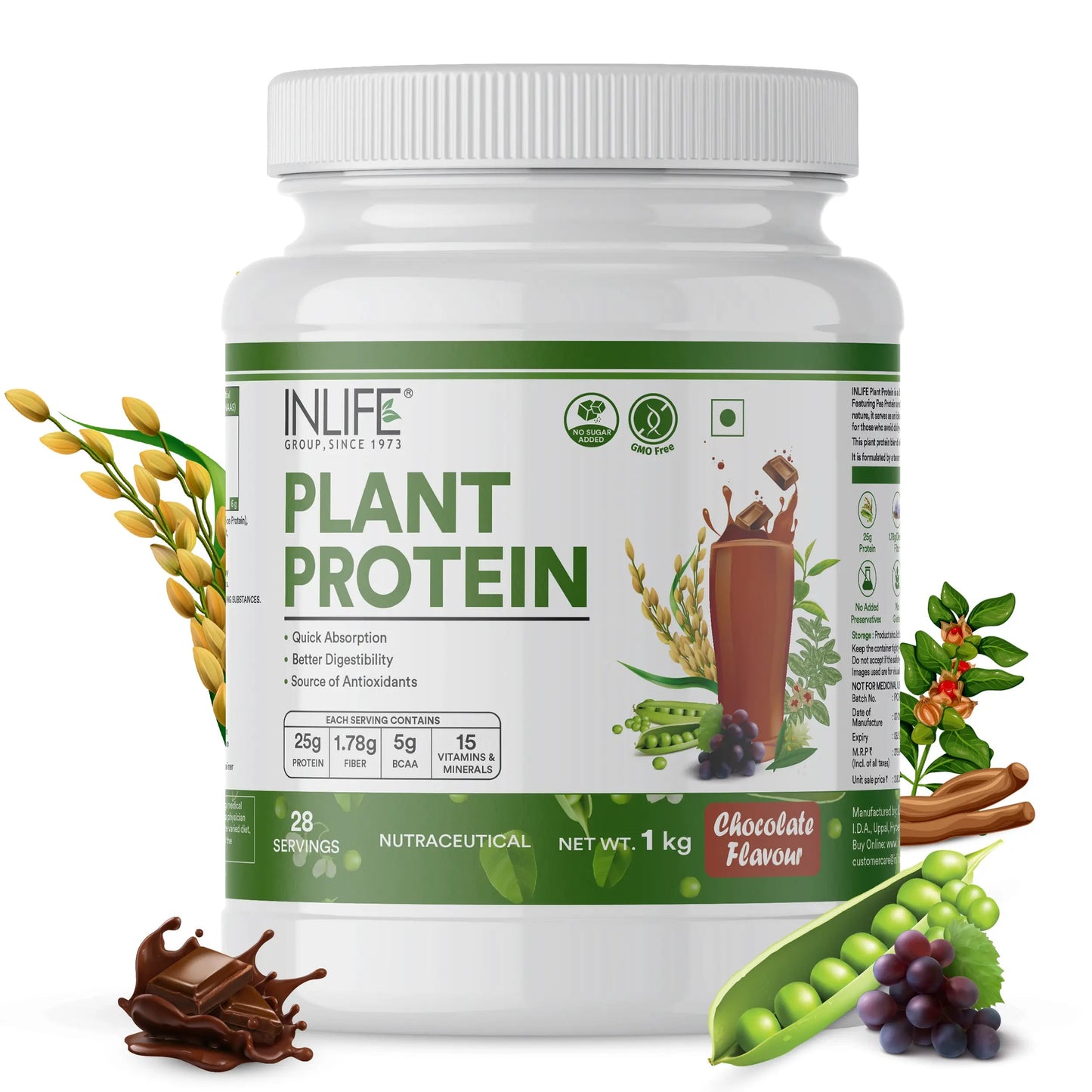 Inlife Plant Based Protein Powder Supplement | 25gms Protein - 11