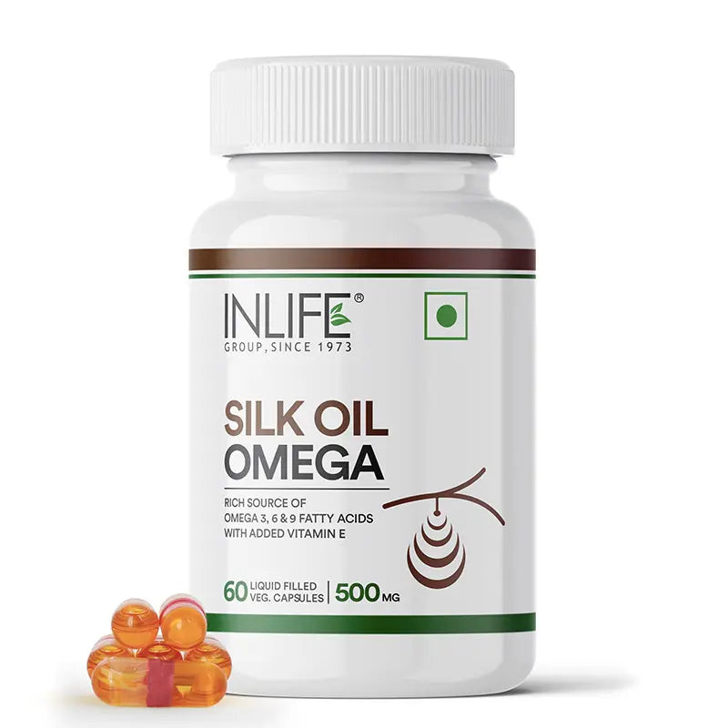 Inlife Silk Oil Veg. Omega 3 6 9 Capsules | 500mg | Veg. Capsules