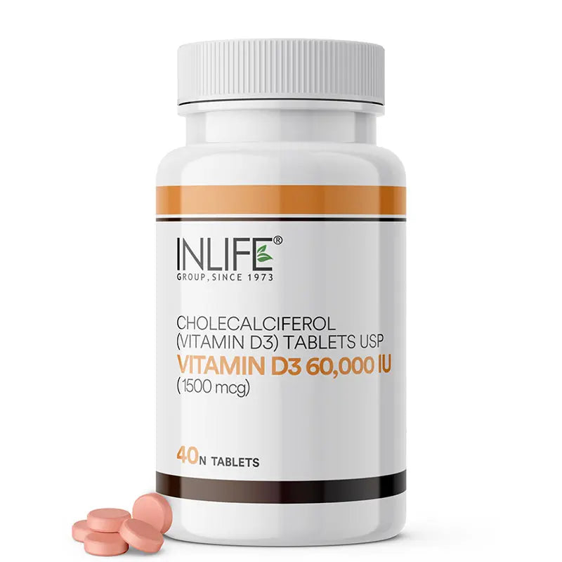 Inlife Vitamin D3 60000 IU Chewable Tablets | Cholecalciferol Tablets