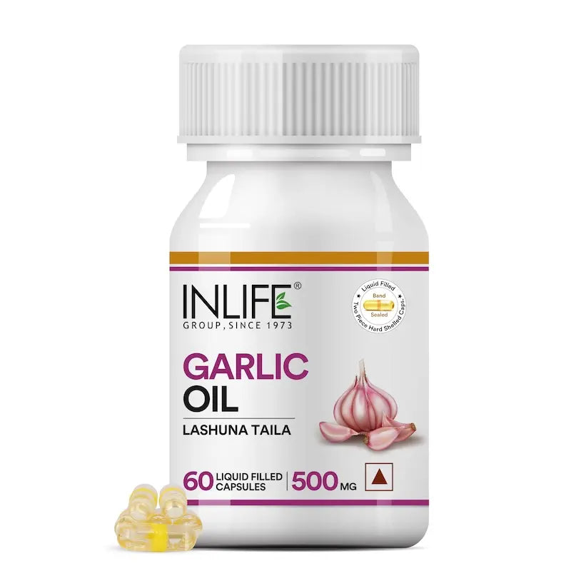 Inlife Garlic Oil Supplement | 500mg | Liquid Filled Capsules