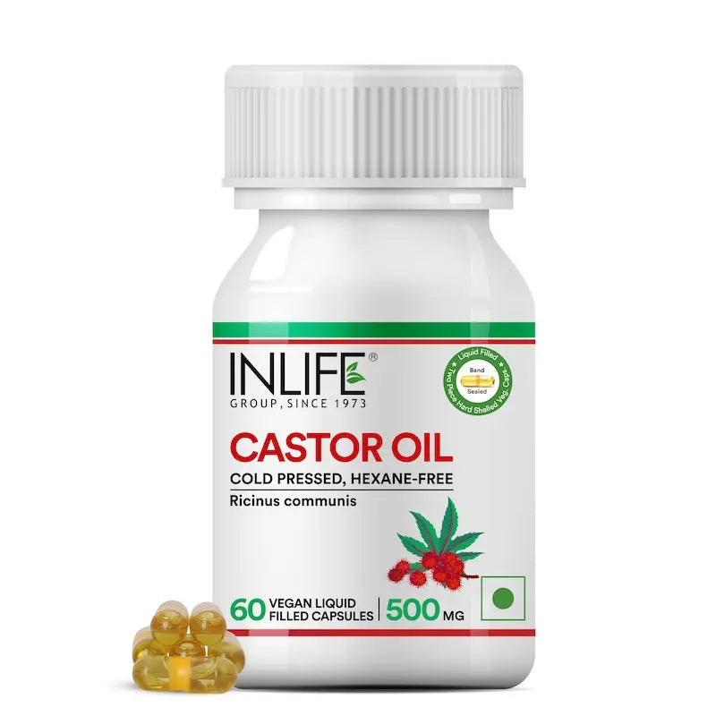 Inlife Castor Oil Supplement | 500mg | Veg. Capsules