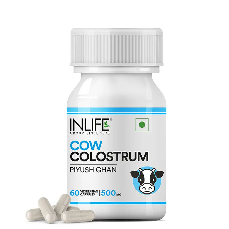 Inlife Cow Colostrum Supplement, 500mg | Veg. Capsules