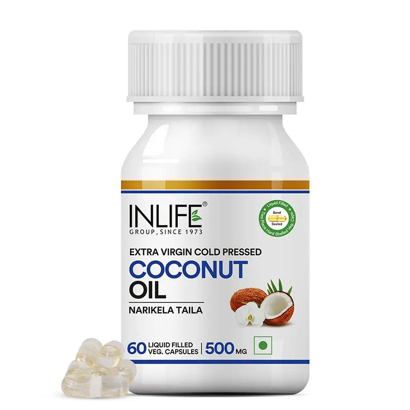 Inlife Coconut Oil Supplement | 500mg | Veg. Capsules