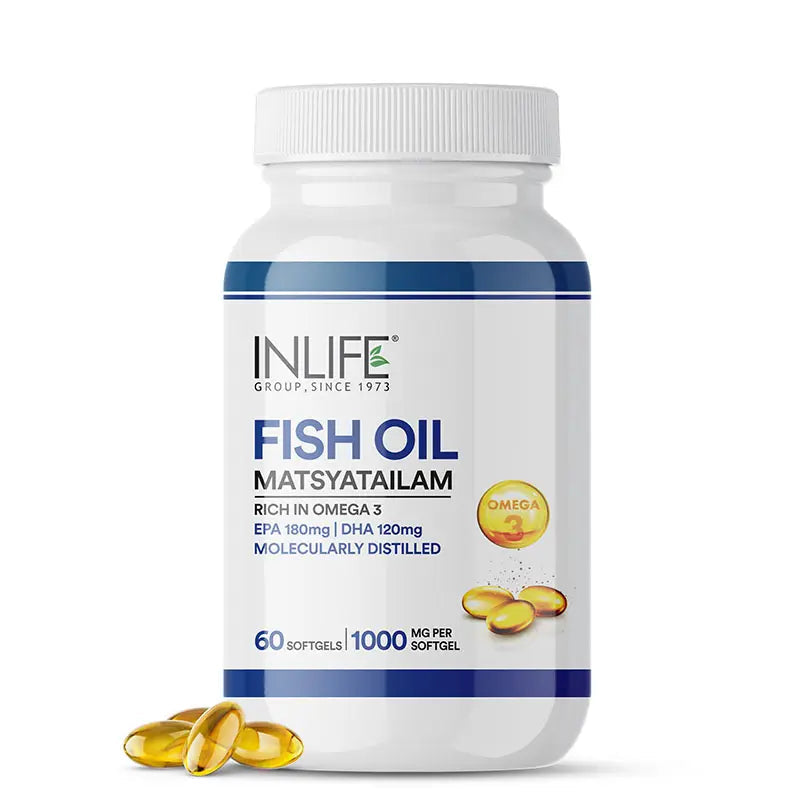 Inlife Fish Oil Capsules Omega 3 Supplement | 1000mg 60 Softgels