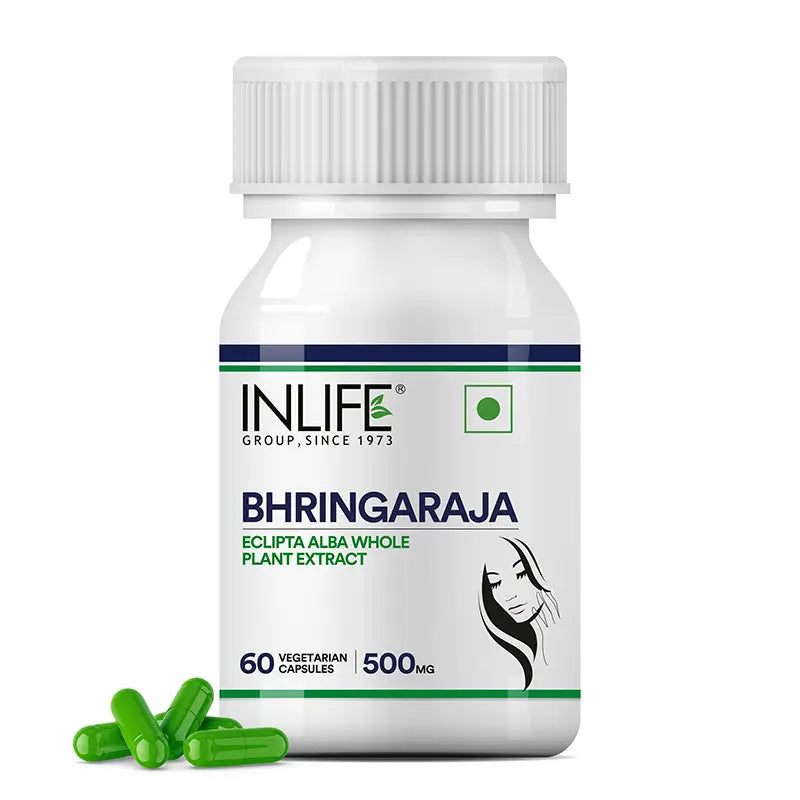 Inlife Bhringraja Extract Supplement | 500mg | 60 Veg. Capsules