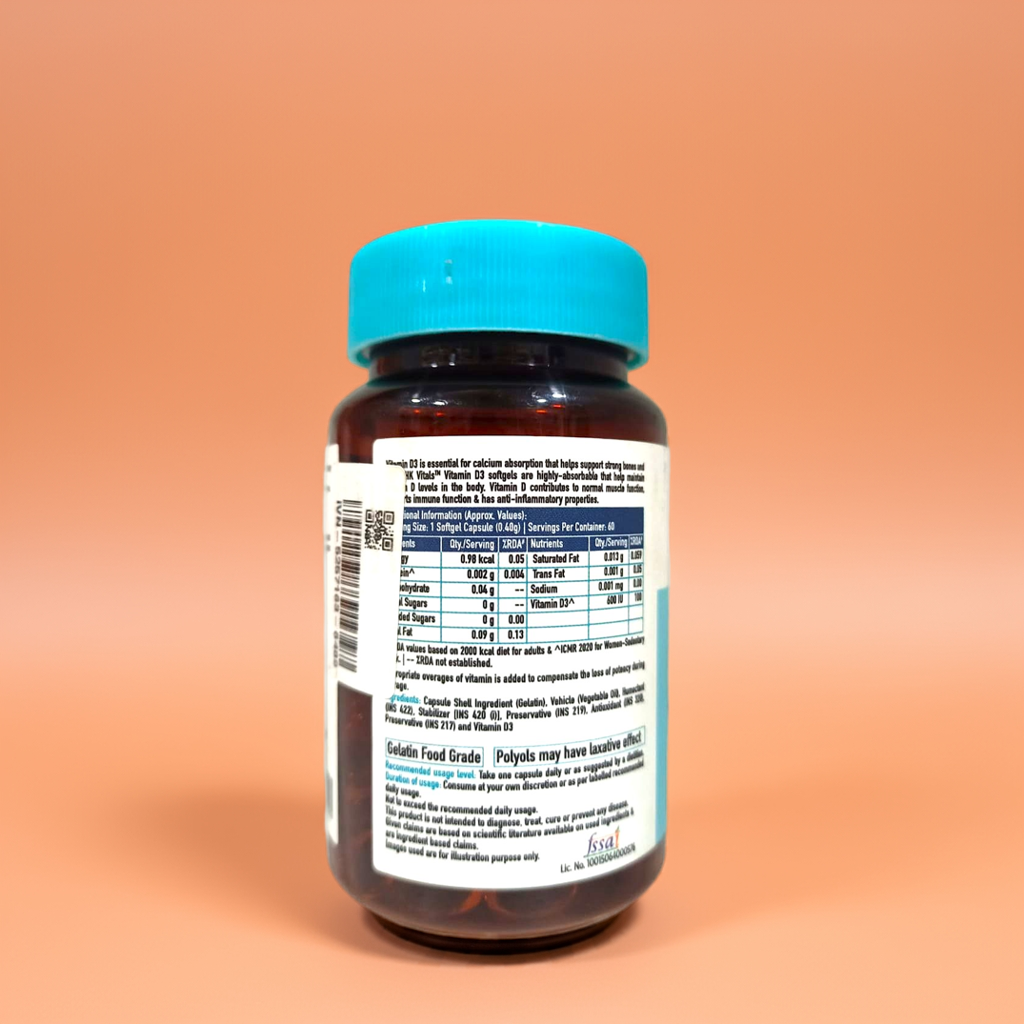 HK Vitals Vitamin D3 60 Capsules (Pack Of 2)