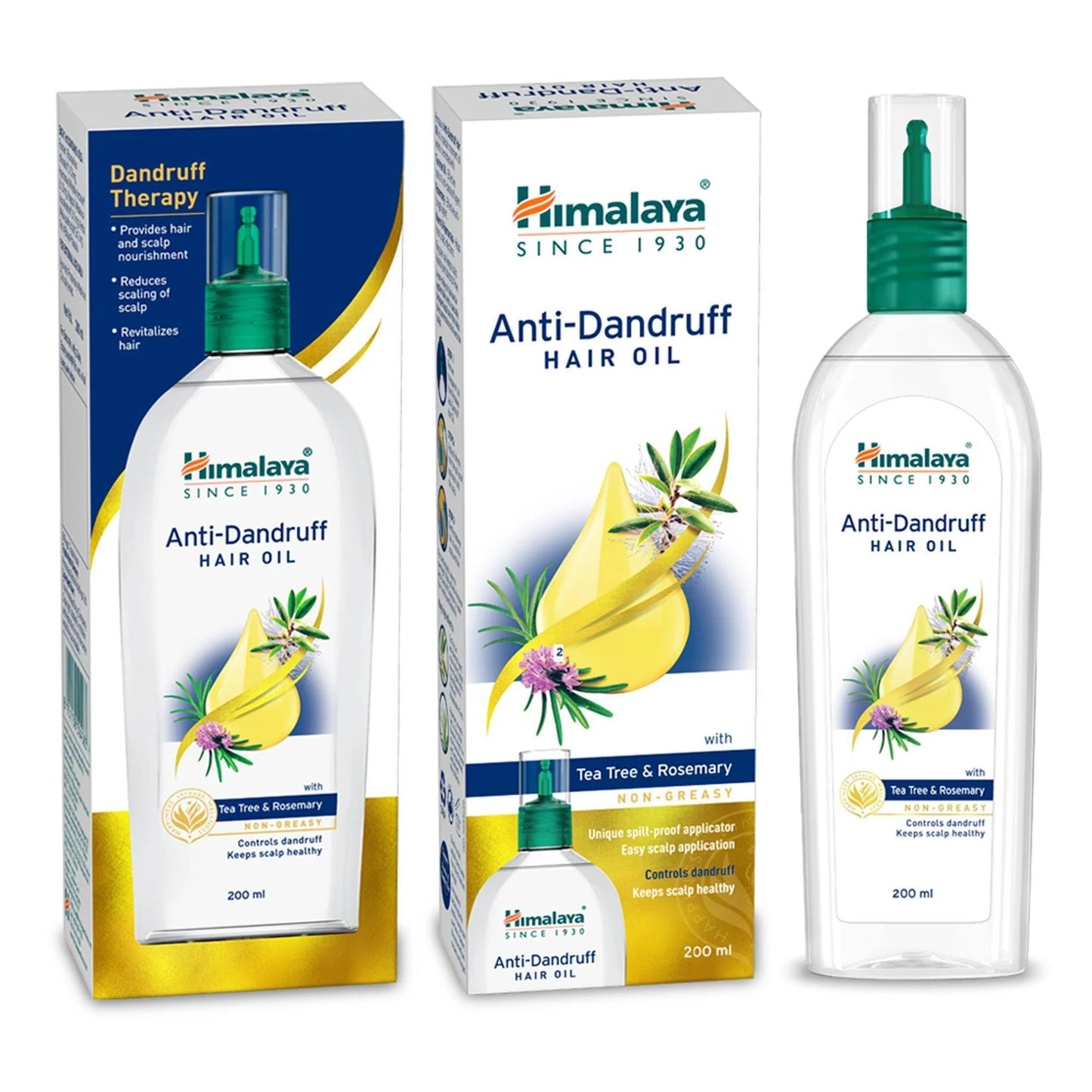 Himalaya Anti-Dandruff Hair Oil packaging and bottle on a white background
