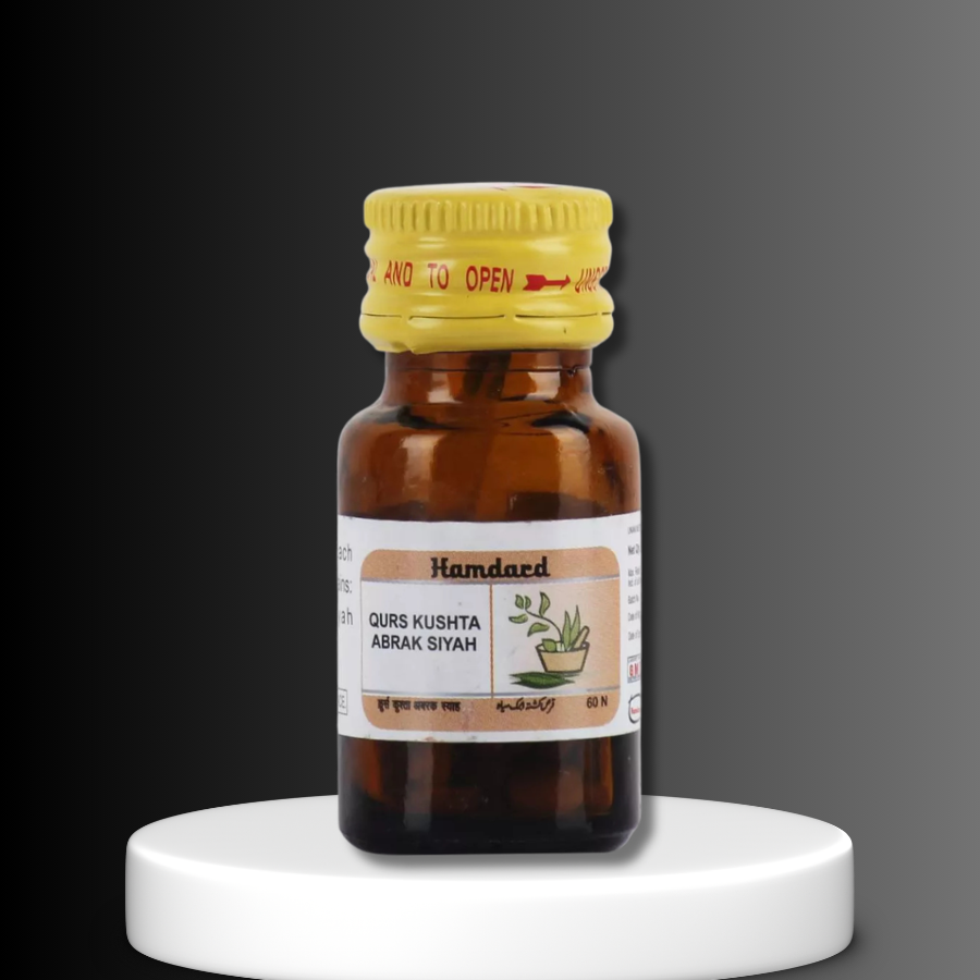 Hamdard Qurs Kushta Abrak Siyah | Traditional Unani Mineral Tablet for Strength & Vitality