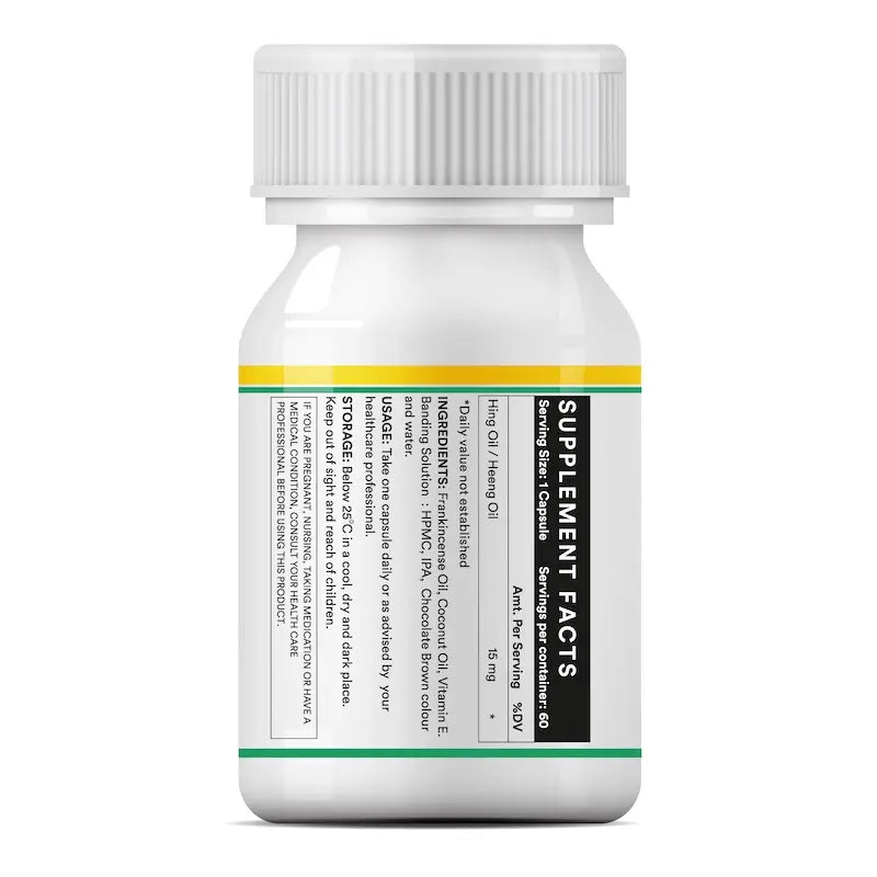 Inlife Hing Oil Capsules (Asafoetida) Supplement, 15mg | Veg. Capsules - 8