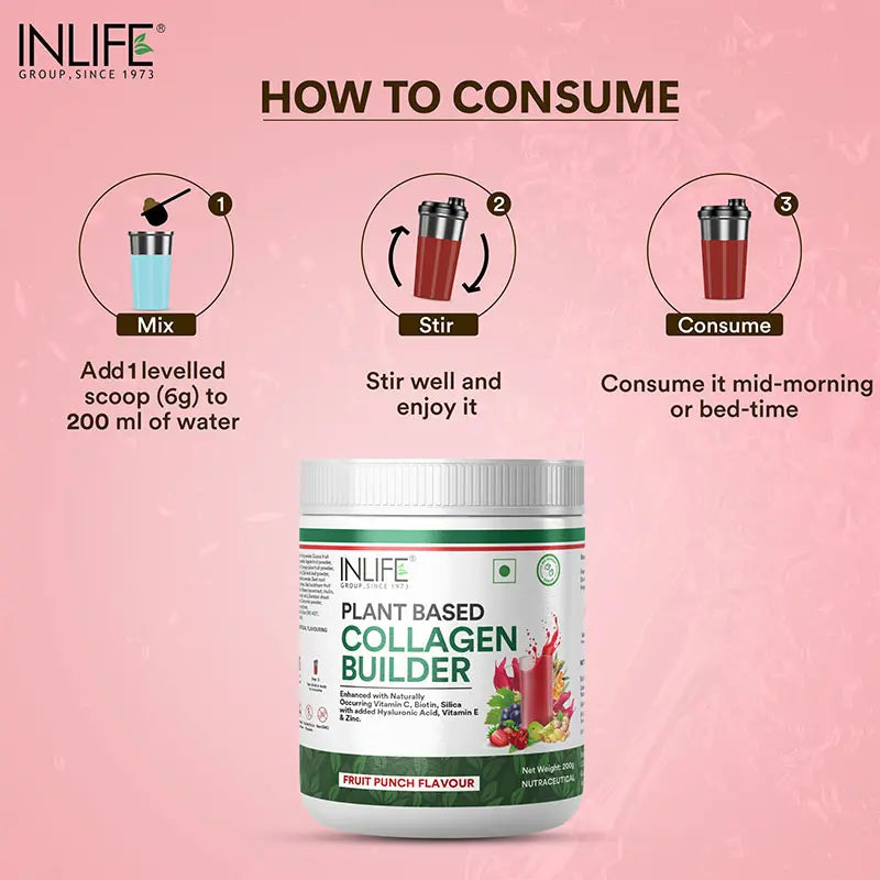 Inlife Plant Based Collagen Powder Supplement, Women & Men - 200g (Fruit Punch) - 3