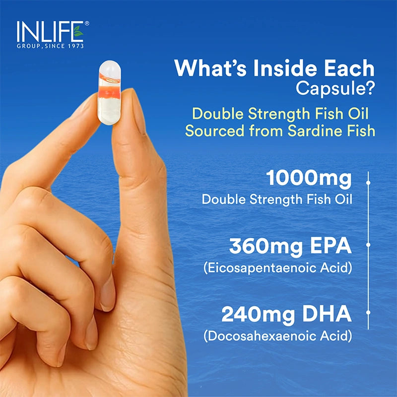 Inlife Fish Oil (Double Strength) Omega 3 Fatty Acids Supplement | 1000mg per serving - 6