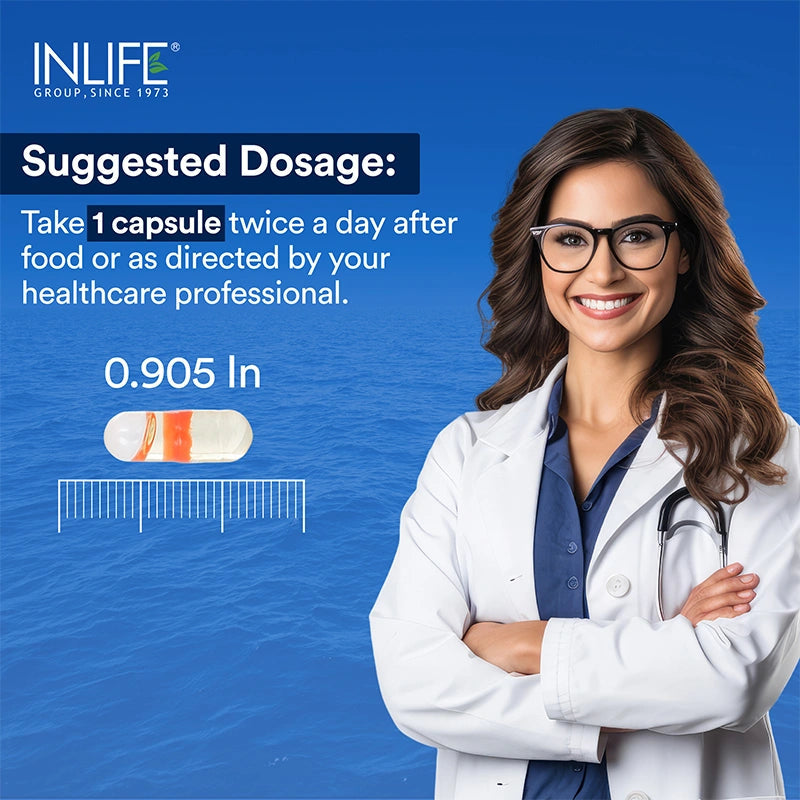 Inlife Fish Oil (Double Strength) Omega 3 Fatty Acids Supplement | 1000mg per serving 60 Capsules