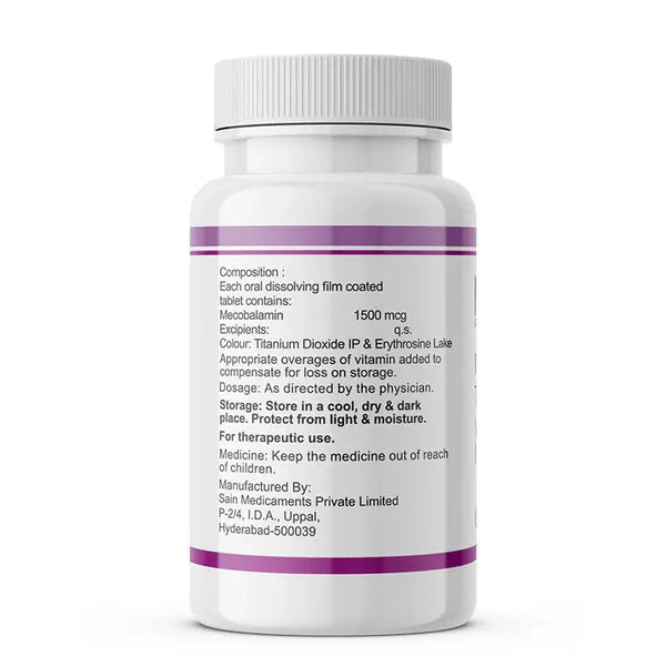 Inlife Vitamin B12 Supplement Methylcobalamin (Mecobalamin) 1500mcg 60 Tablets