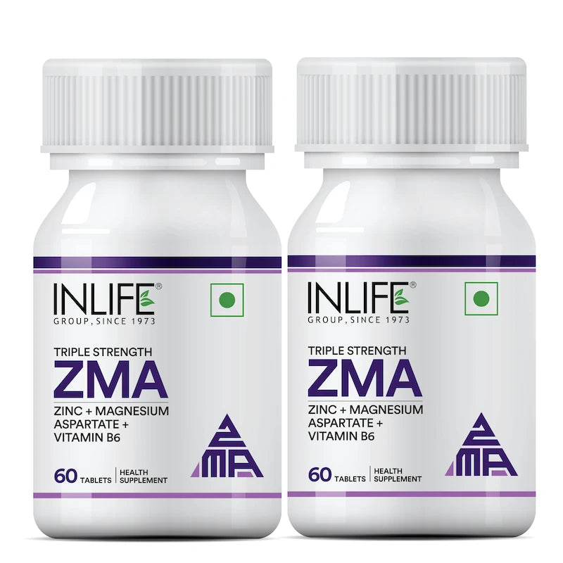 Inlife ZMA- Zinc Magnesium Aspartate and Vitamin B6 Supplement for Men and Women | Muscle Recovery and Sleep Support Supplement | Vegetarian Tablets - 12
