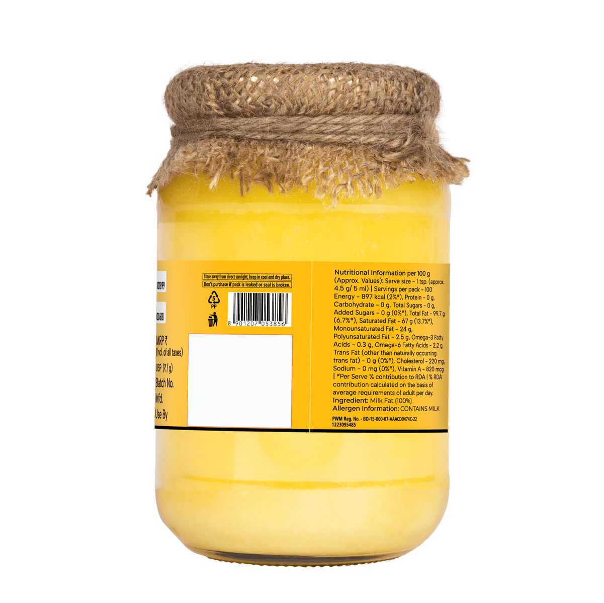 Dabur A2 Cow Ghee | Rich in Vitamin A & Antioxidant | Bilona method | Helps balance Vata & Pitta Dosha | Made from desi cows Milk 500ml