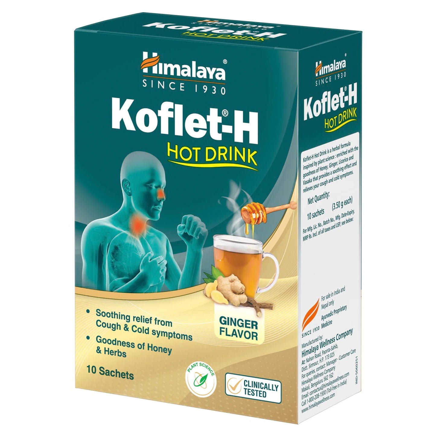 Himalaya Koflet-H Hot Drink packaging with ginger flavor text