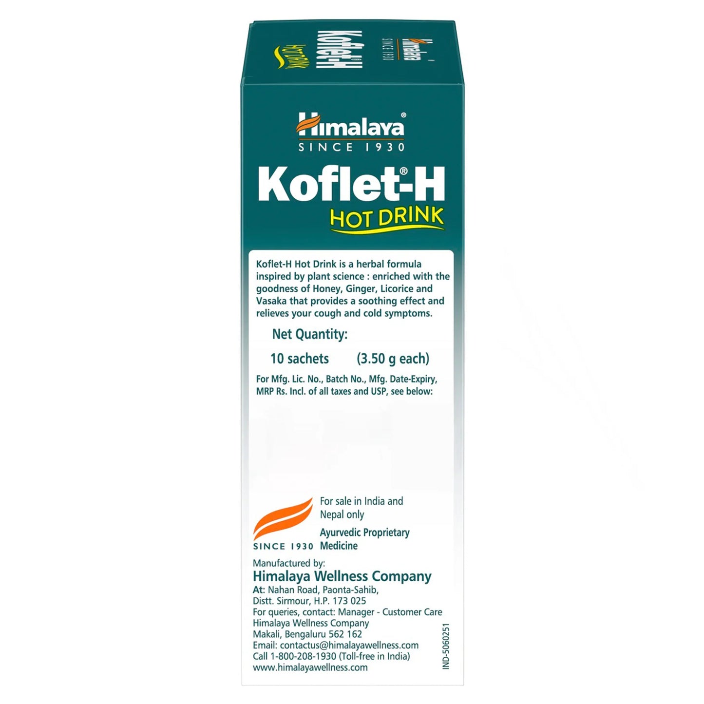 Himalaya Koflet-H Hot Drink packaging on a white background