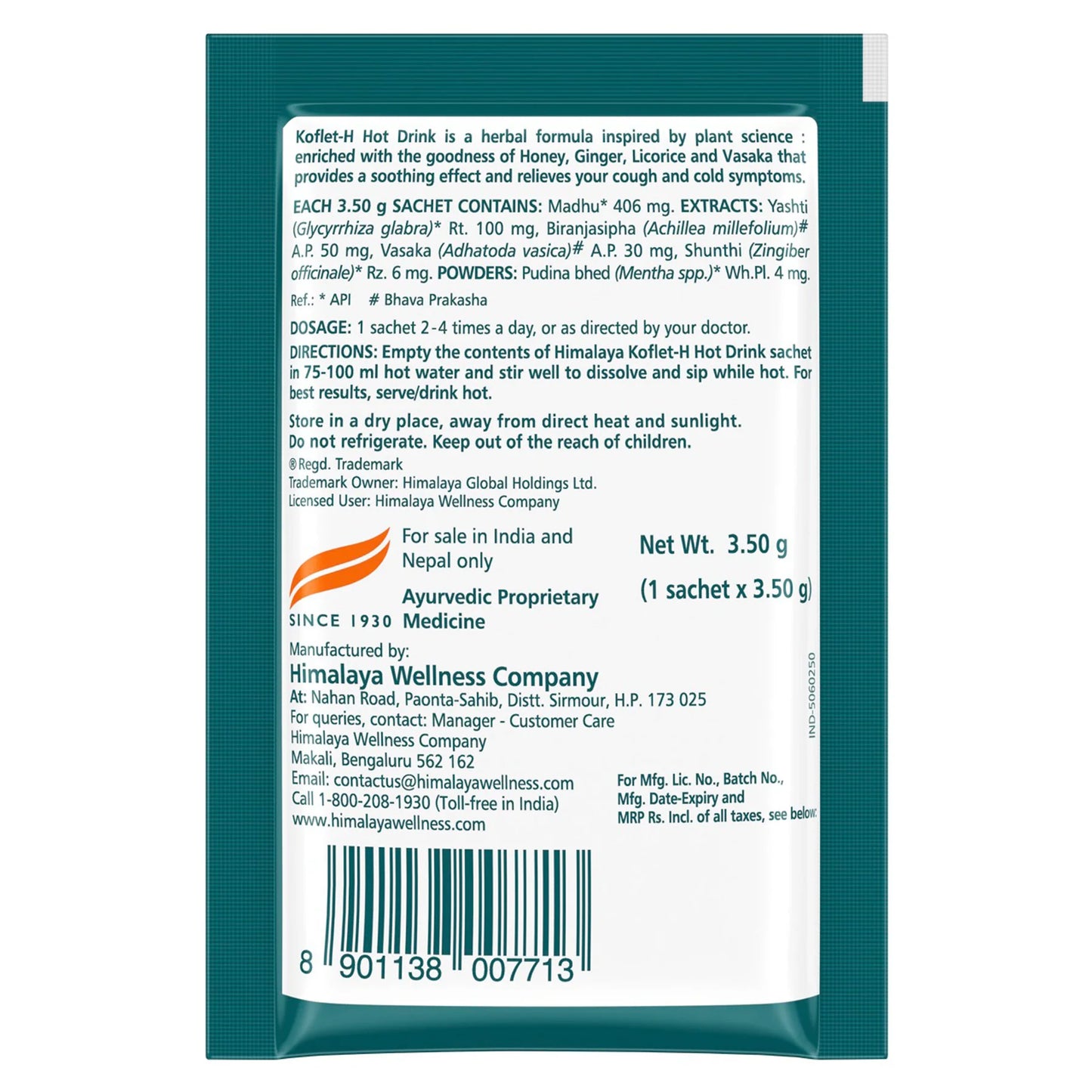 Himalaya Wellness Company Koffel-H Hot Drink package with text and barcode on a white background