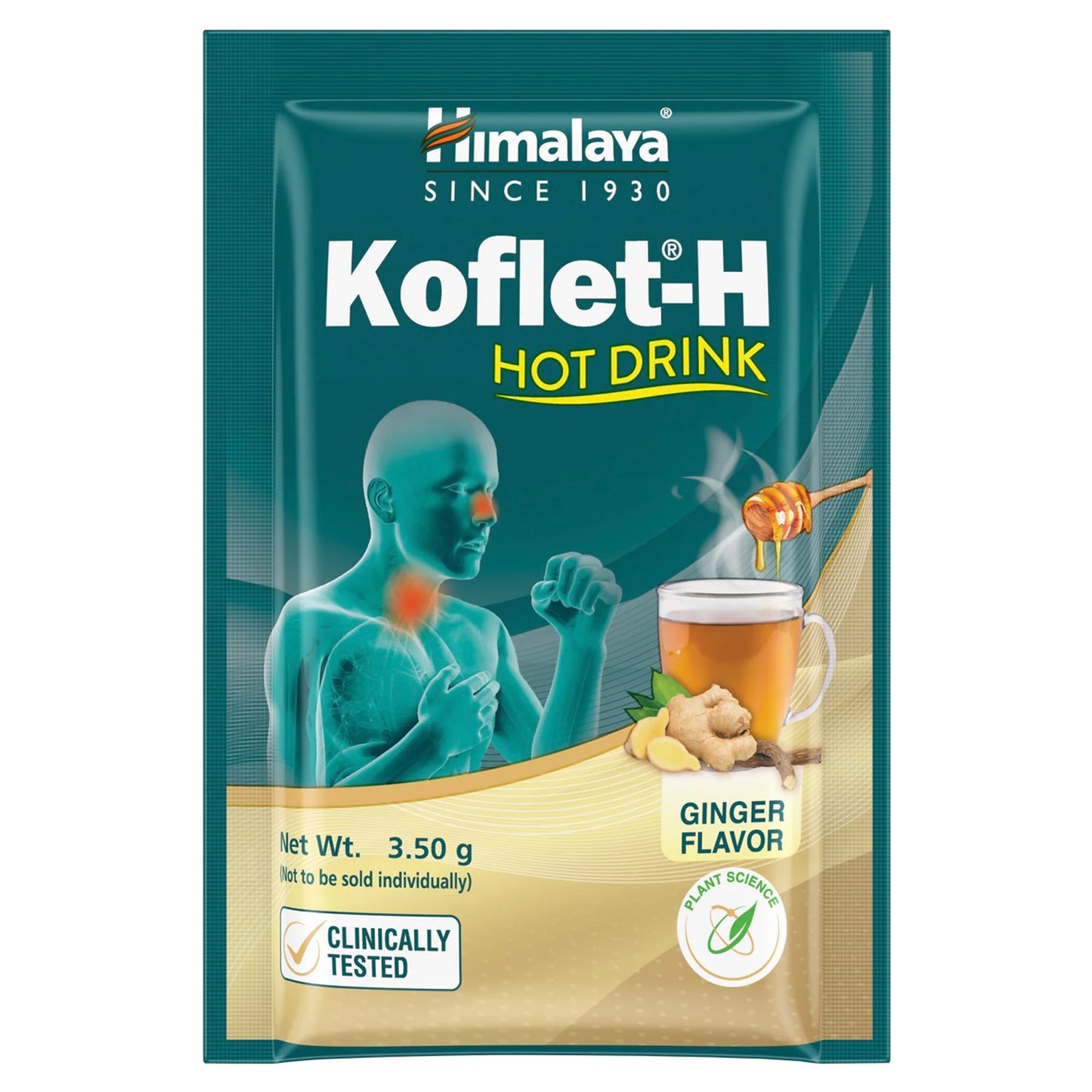 Himalaya Koflet-H hot drink packet with ginger flavor on a white background