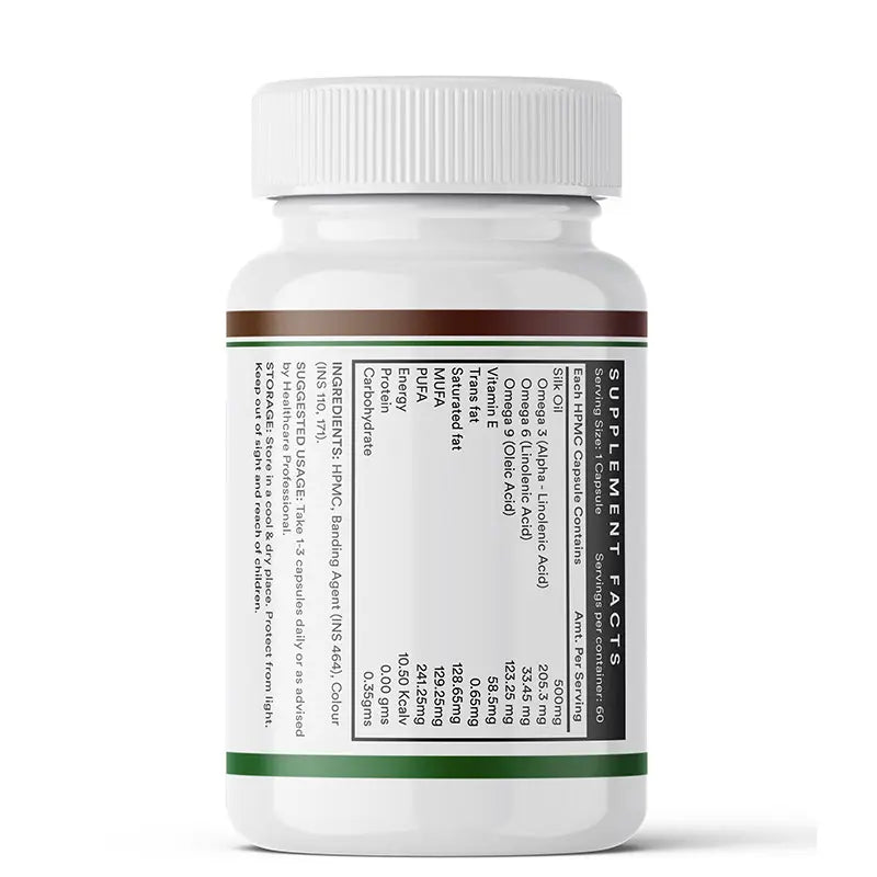 Inlife Silk Oil Veg. Omega 3 6 9 Capsules | 500mg | 60 Veg. Capsules