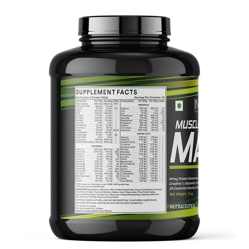 Inlife Muscle Mass Gainer Protein Powder Supplement - 8