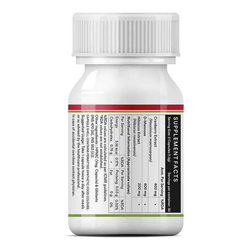 Inlife Cranberry 400mg D-Mannose 400mg | Hibiscus 200mg Capsules - 6