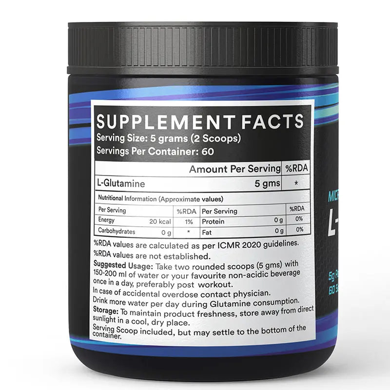 Inlife Micronized L-Glutamine Powder Supplement | 300 grams - 7