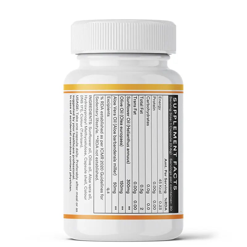 Inlife Plant Based Natural Vitamin E Capsules, Sunflower, Olive & Aloe Vera Oils | Veg. Capsules - 7