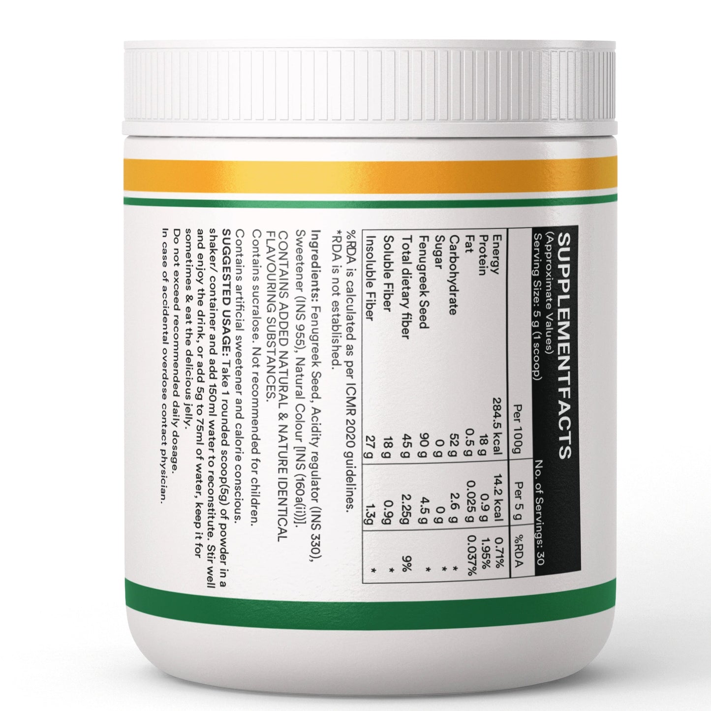 Inlife Fenugreek Fiber Powder | 150g | Orange Flavour - 4