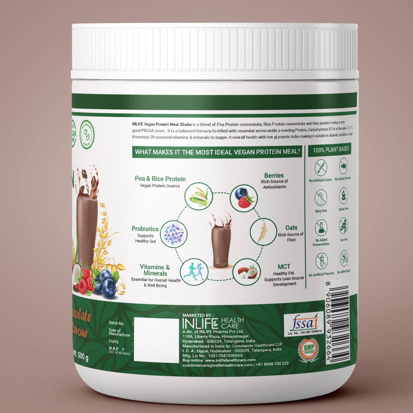 Inlife Plant Based Meal Replacement Shake with Added Probiotics | 500 gms - 7