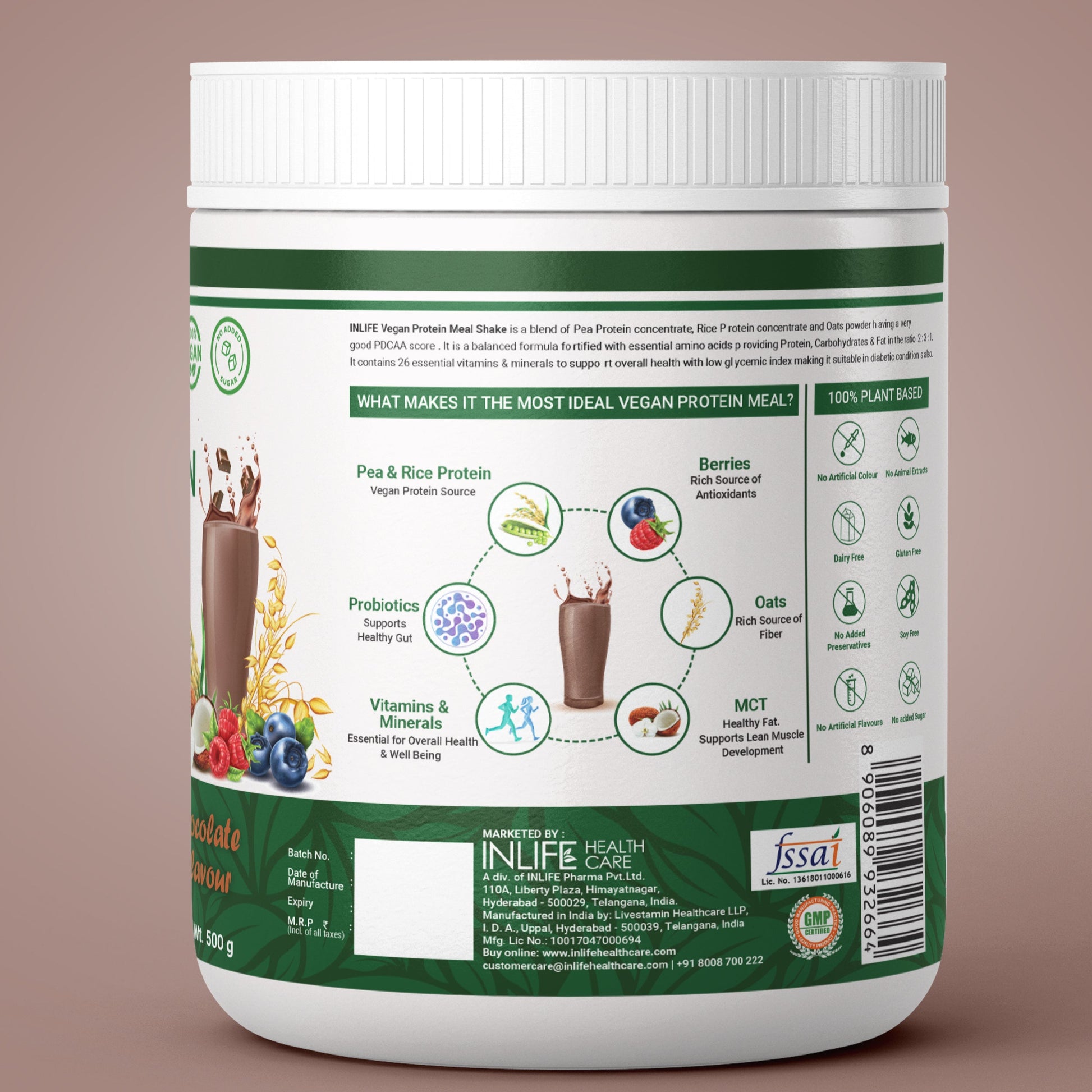 Inlife Plant Based Meal Replacement Shake with Added Probiotics | 500g