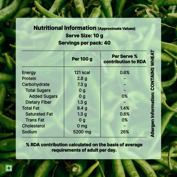 Dabur Hommade Green Chilli Pickle 400g (Pack Of 2)