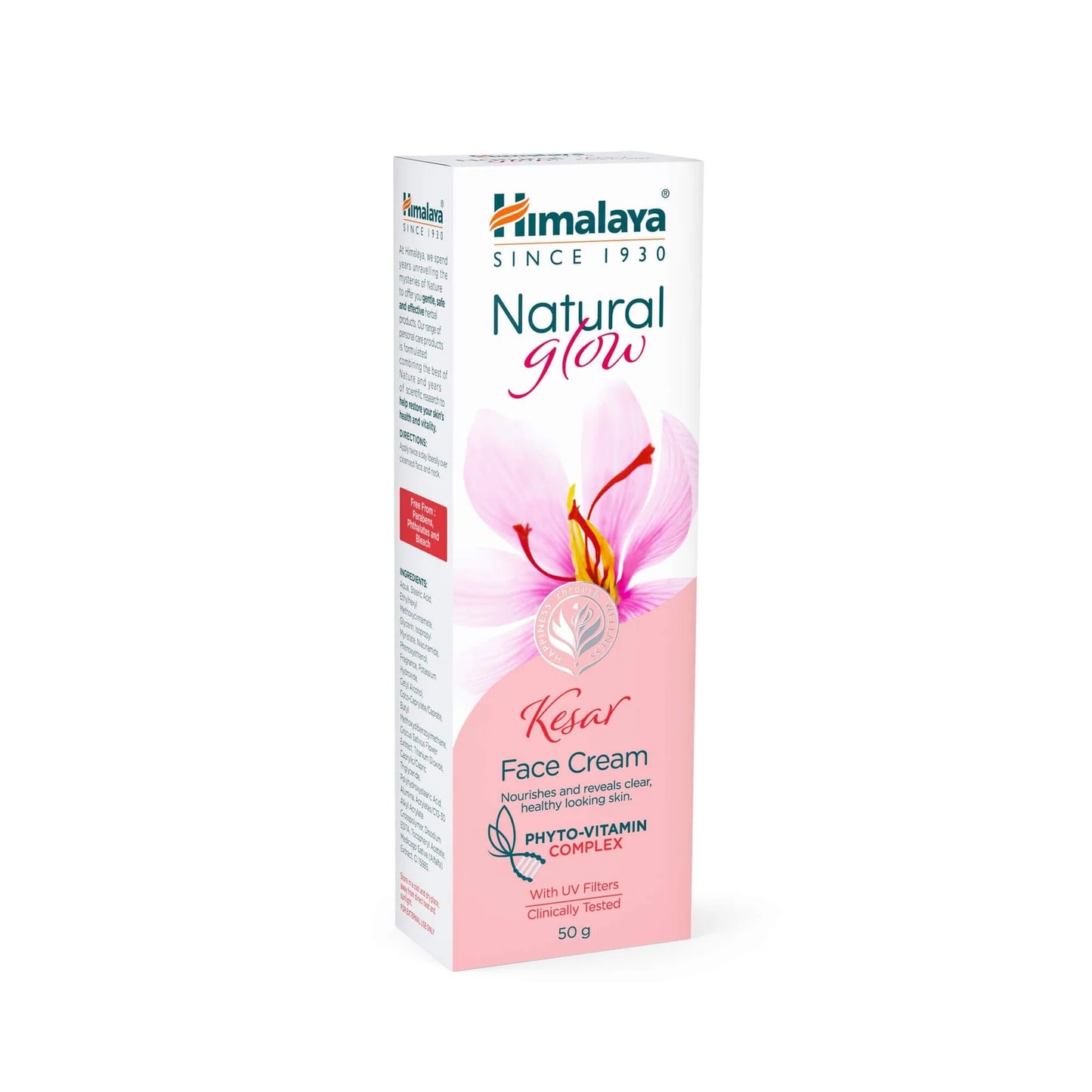 Himalaya Natural Glow Kesar Face Cream packaging on a white background