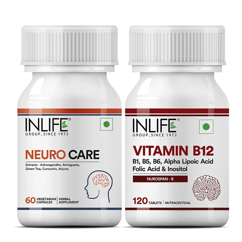 Inlife Neurocare Capsules + Vitamin B12 (RDA) Tablets Combo Pack