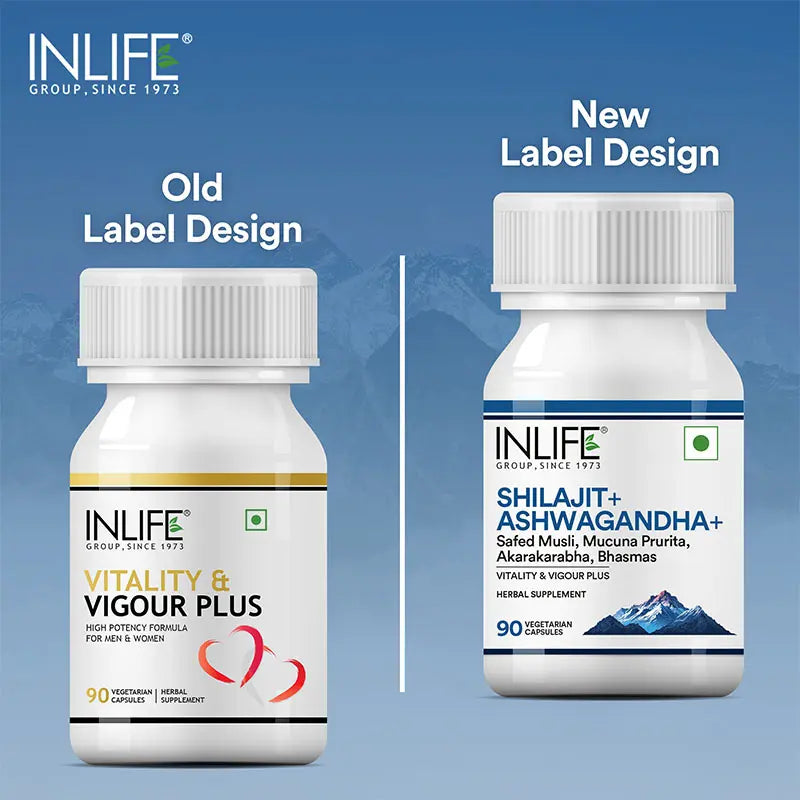 Inlife Shilajit + Ashwagandha | Vegetarian 90 Capsules